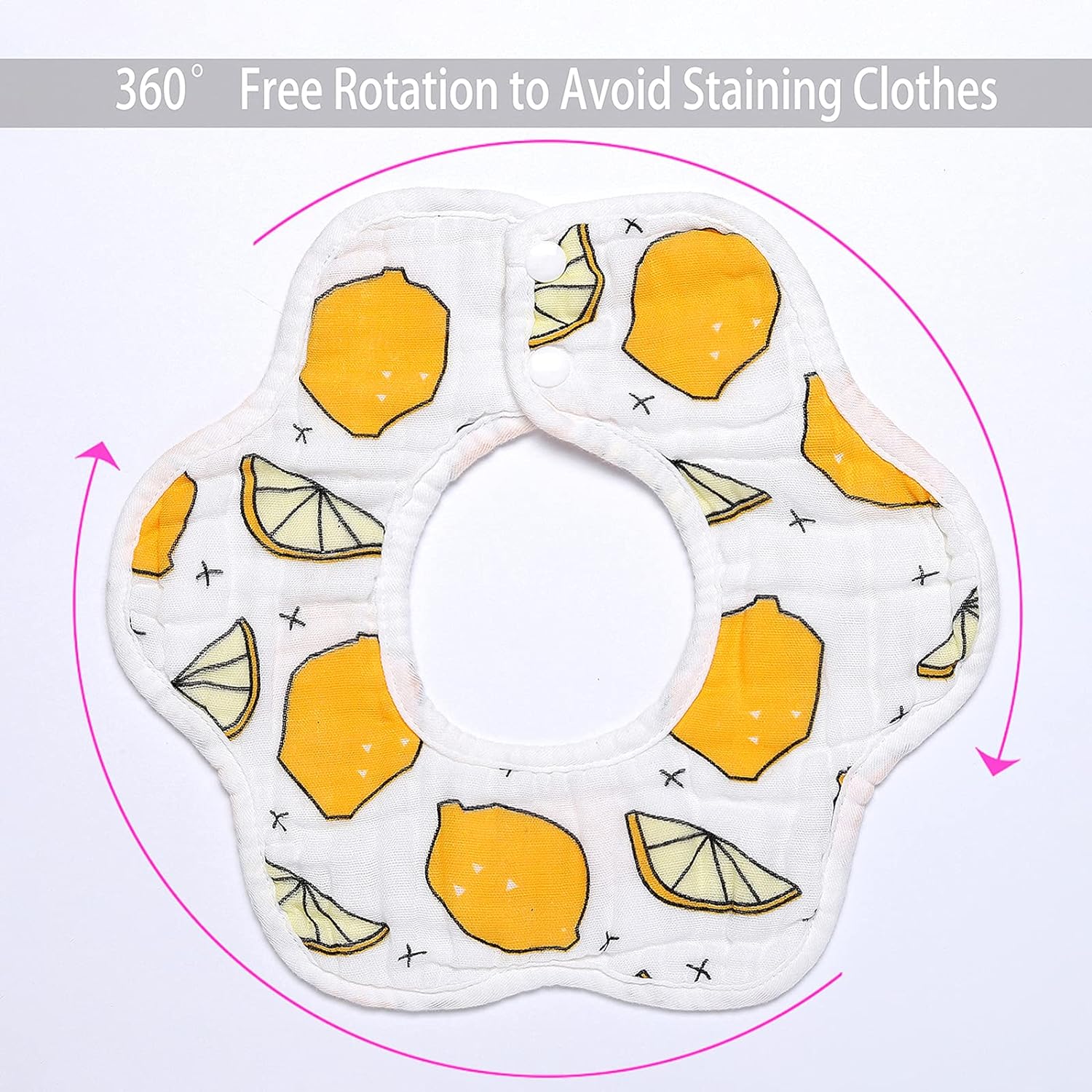 6pcs Baby Petal Bibs 360Degree Rotating Multicolor 100percent Cotton Super Soft and Absorbent with 8 Layers of Gauze Suitable for 03 Years Old Boys and Girls Who Are Teethi - Image 2